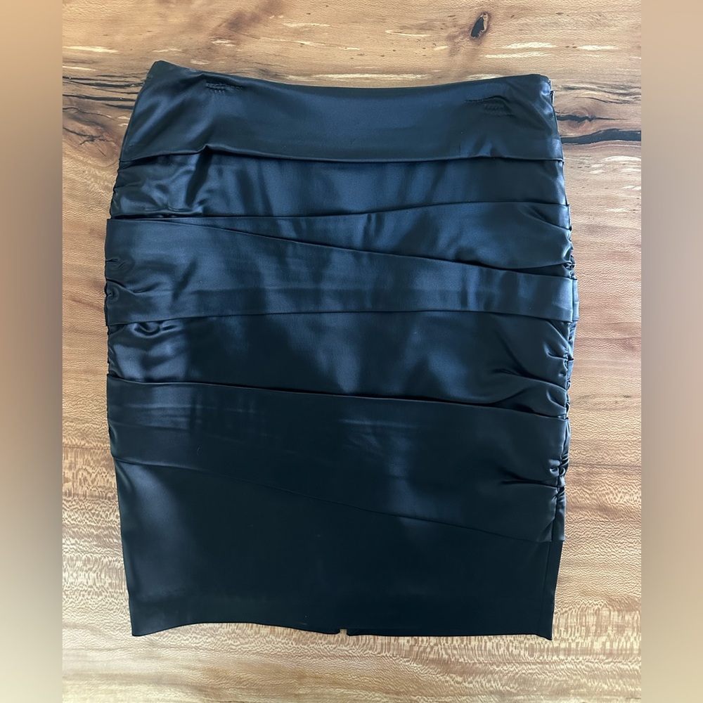 White House Black Market Black
Tiered Satin Pencil Skirt Size 10